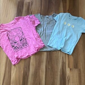 ' Girls: Short-Sleeve Tee Set - Pink, Gray &Light Blue